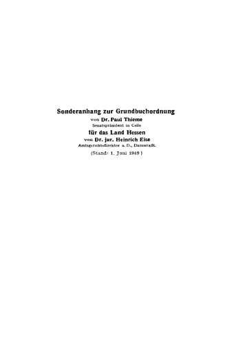 Sonderanhang zur Grundbuchordnung: Sonderanhang zur Grundbuchordnung für das Land Hessen