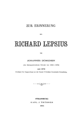 Zur Erinnerung Richard Lepsius