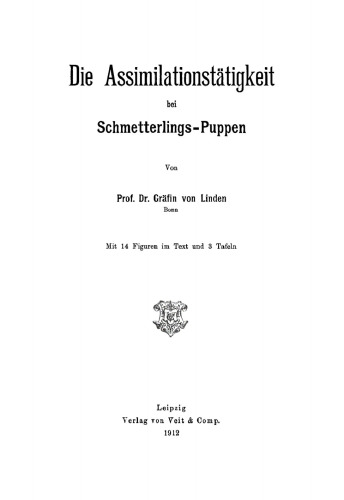 Die Assimilationstätigkeit bei Schmetterlings-Puppen