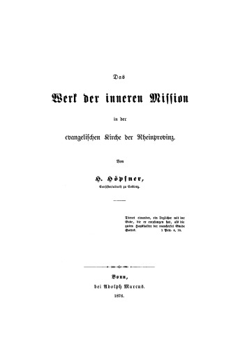 Werk der inneren Mission in der evangelischen Kirche der Rheinprovinz