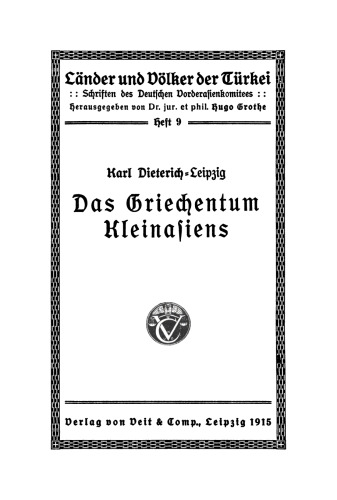 Das Griechentum Kleinasiens
