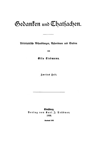 Gedanken und Thatsachen: Band 1, Heft 2 Gedanken über Natur und Naturerkenntniß
