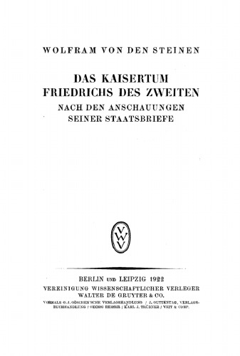 Das Kaisertum Friedrichs des Zweiten