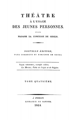 Théatre à l’usage des jeunes personnes: Tome 4