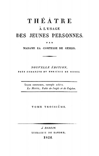 Théatre à l’usage des jeunes personnes: Tome 3