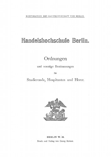 Ordnungen und sonstige Bestimmungen für Studierende, Hospitanten und Hörer