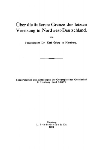 Über die äußerste Grenze der letzten Vereisung in Nordwest-Deutschland