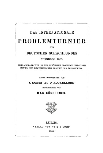 Das Internationale Problemturnier des Deutschen Schachbundes, Nürnberg 1883