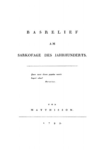 Basrelief am Sarkofage des Jahrhunderts