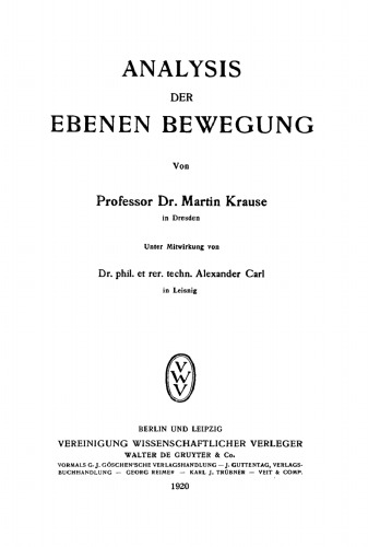 Analysis der Ebenen Bewegung