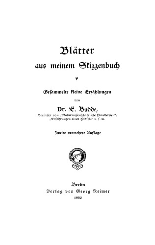 Blätter aus meinem Skizzenbuch: Gesammelte kleine Erzählungen