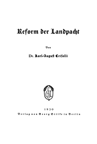 Reform der Landpacht