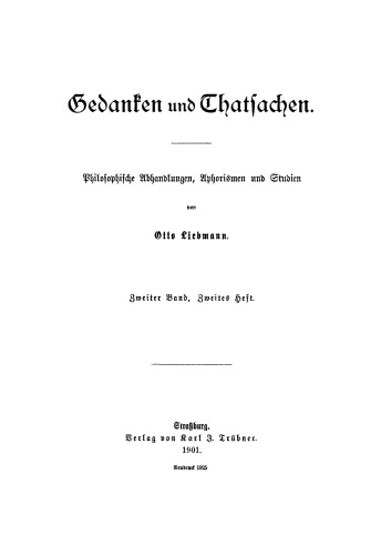 Gedanken und Thatsachen: Band 2, Heft 2