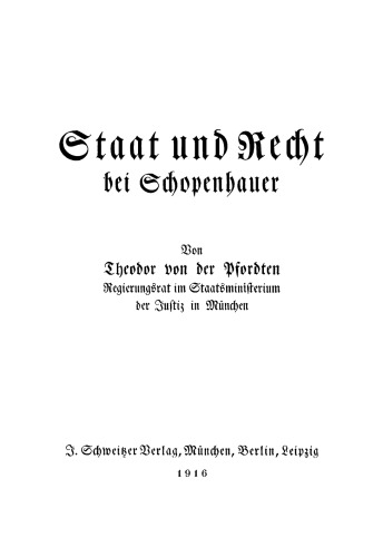 Staat und Recht bei Schopenhauer