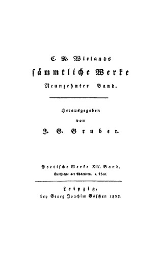 C. M. Wielands Sämmtliche Werke. Band 19/20 Poetische Werke: [2 Teile]