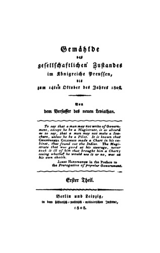 Gemählde des gesellschaftlichen Zustandes im Königreiche Preussen: Teil 1