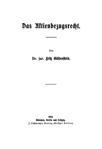 Das Aktienbezugsrecht
