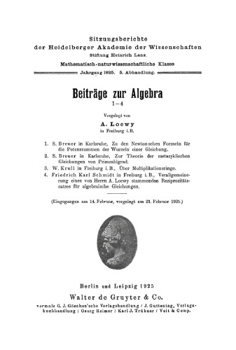 Beiträge zur Algebra