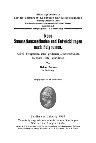 Neue Summationsmethoden und Entwicklungen nach Polynomen