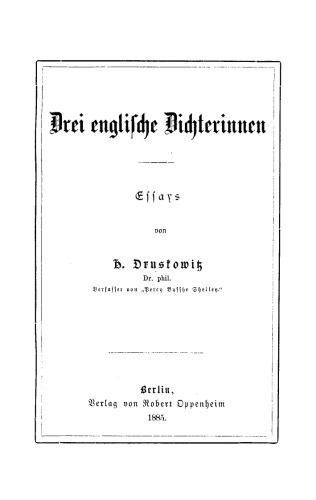 Drei englische Dichterinnen. Essays