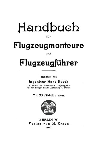 Handbuch für Flugzeugmonteure und Flugzeugführer