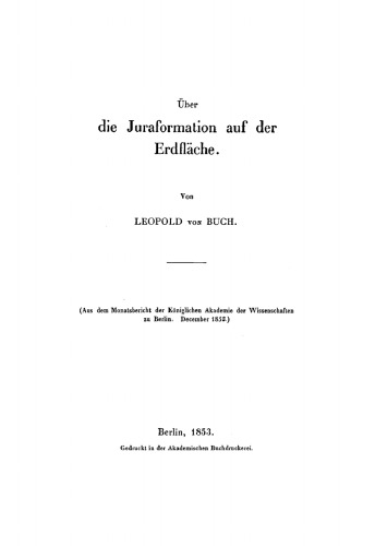 Über die Juraformation auf der Erdfläche