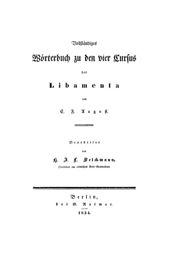 Vollständiges Wörterbuch zu den vier Cursus der Libamenta