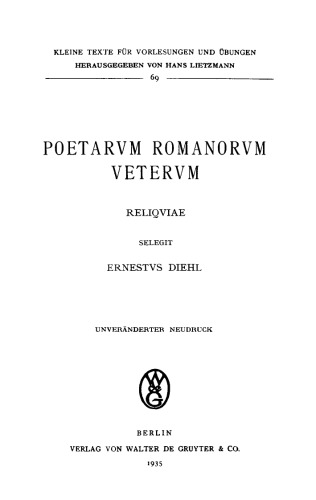 Poetarum Romanorum veterum reliquiae