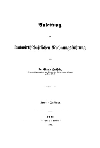 Anleitung zur landwirthschaftlichen Rechnungsführung