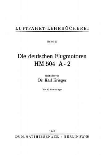 Die deutschen Flugmotoren HM 504 A-2