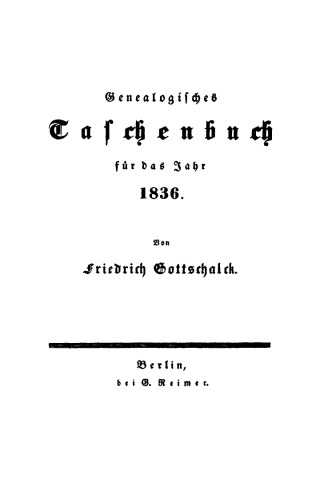 Genealogisches Taschenbuch: 1836