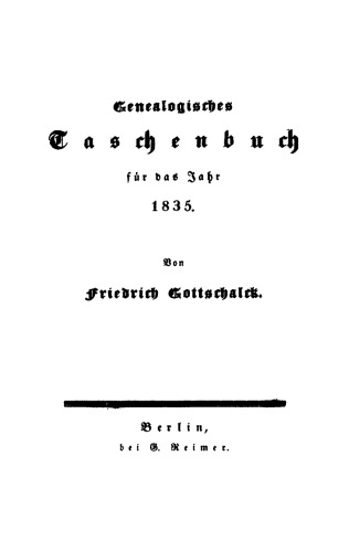 Genealogisches Taschenbuch: 1835