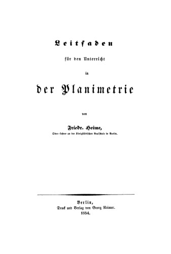 Leitfaden für den Unterricht der Planimetrie