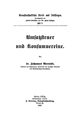 Umsatzsteuer und Konsumvereine