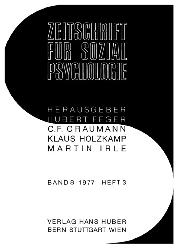Zeitschrift für Sozialpsychologie: Band 8, Heft 3 1977