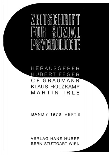 Zeitschrift für Sozialpsychologie: Band 7, Heft 3 1976