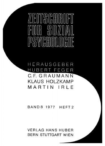 Zeitschrift für Sozialpsychologie: Band 8, Heft 2 1977