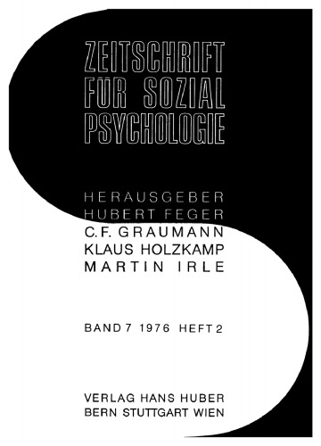 Zeitschrift für Sozialpsychologie: Band 7, Heft 2 1976