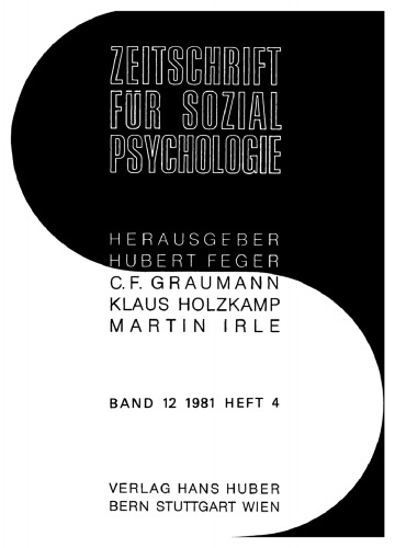 Zeitschrift für Sozialpsychologie: Band 12, Heft 4 1981