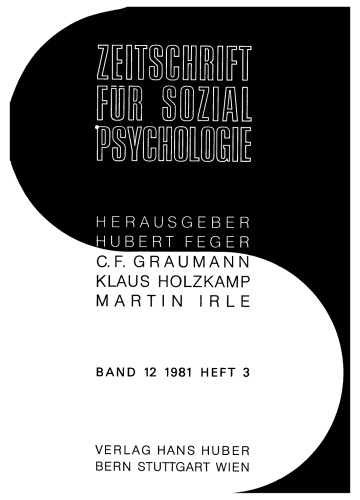 Zeitschrift für Sozialpsychologie: Band 12, Heft 3 1981
