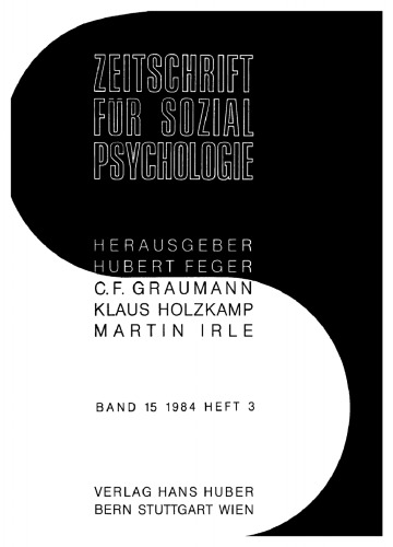 Zeitschrift für Sozialpsychologie: Band 15, Heft 3 1984