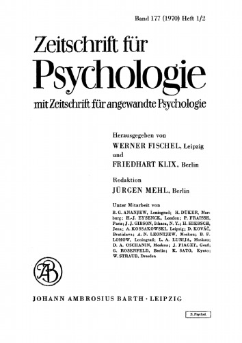Zeitschrift für Psychologie: Band 177, Heft 1/2 1970