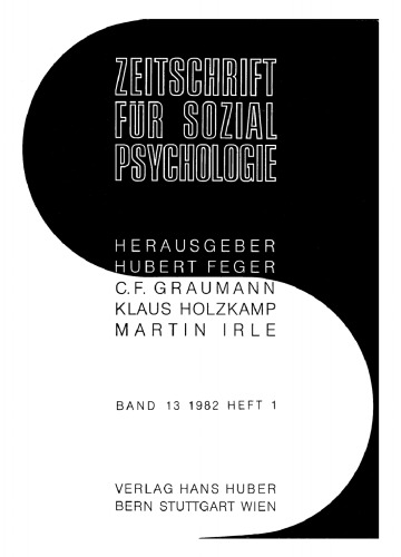Zeitschrift für Sozialpsychologie: Band 13, Heft 1 1982