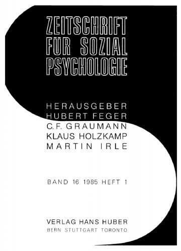 Zeitschrift für Sozialpsychologie: Band 16, Heft 1 1985