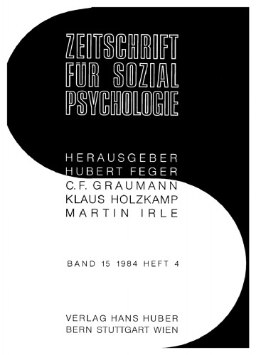 Zeitschrift für Sozialpsychologie: Band 15, Heft 4 1984