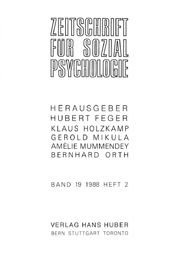 Zeitschrift für Sozialpsychologie: Band 19, Heft 2 1988