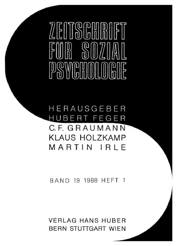 Zeitschrift für Sozialpsychologie: Band 19, Heft 1 1988