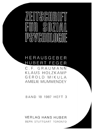 Zeitschrift für Sozialpsychologie: Band 18, Heft 3 1987
