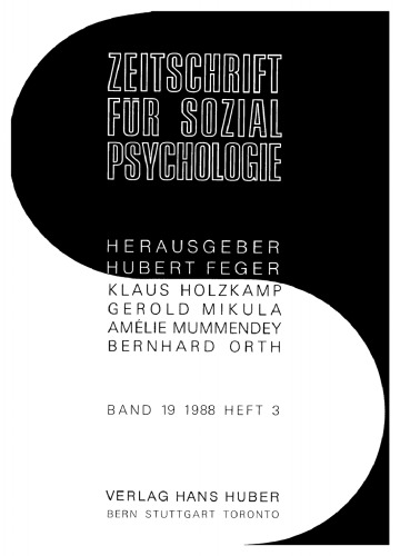 Zeitschrift für Sozialpsychologie: Band 19, Heft 3 1988