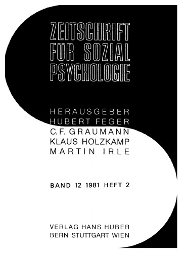 Zeitschrift für Sozialpsychologie: Band 12, Heft 2 1981